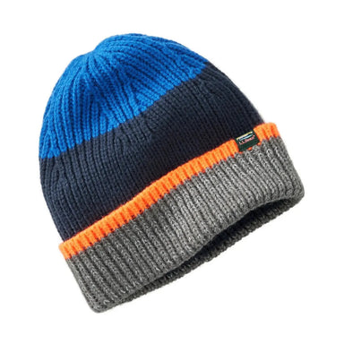 llbean kids beanie striped in deep sapphire flat view