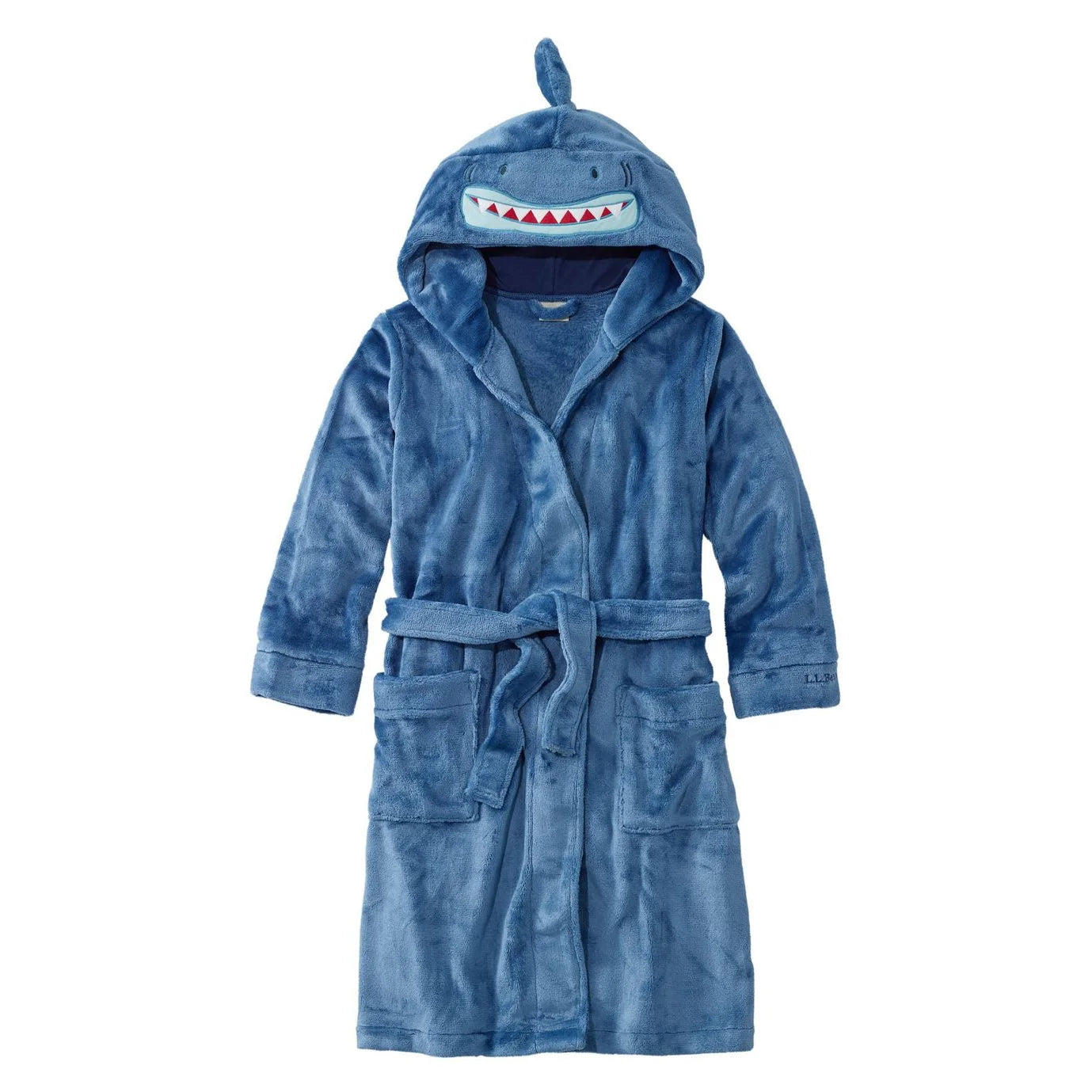 llbean kids cozy animal robe in bright blue front flat