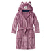 llbean kids cozy animal robe in mauve berry front flat view