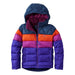 llbean kids down jacket colorblock in bright sapphire front flat view