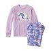 llbean kids flannel pajamas in lavender ice winter bears front flat view