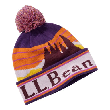 llbean kids pom hat in lavender ice flat view