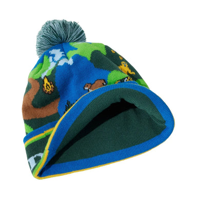 ll bean kids pom hat landscape in deep green landscape front inside view