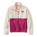 llbean kids quilted quarter snap pullover, colorblock in cream/ sugar plum front flat view