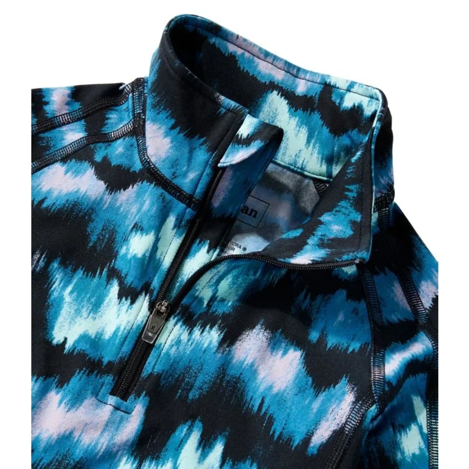 Multicolor design kids' long john top. 1/4 zip.