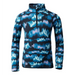 Multicolor design kids' long john top. 1/4 zip. Front view.