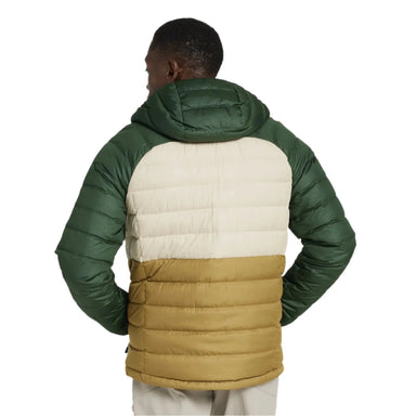 L.L. Bean M's Bean's Down Hooded Jacket, Fatigue Green Balsam, back view on model 