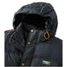 llbean mens mountain classic down parka in black front hood detail view