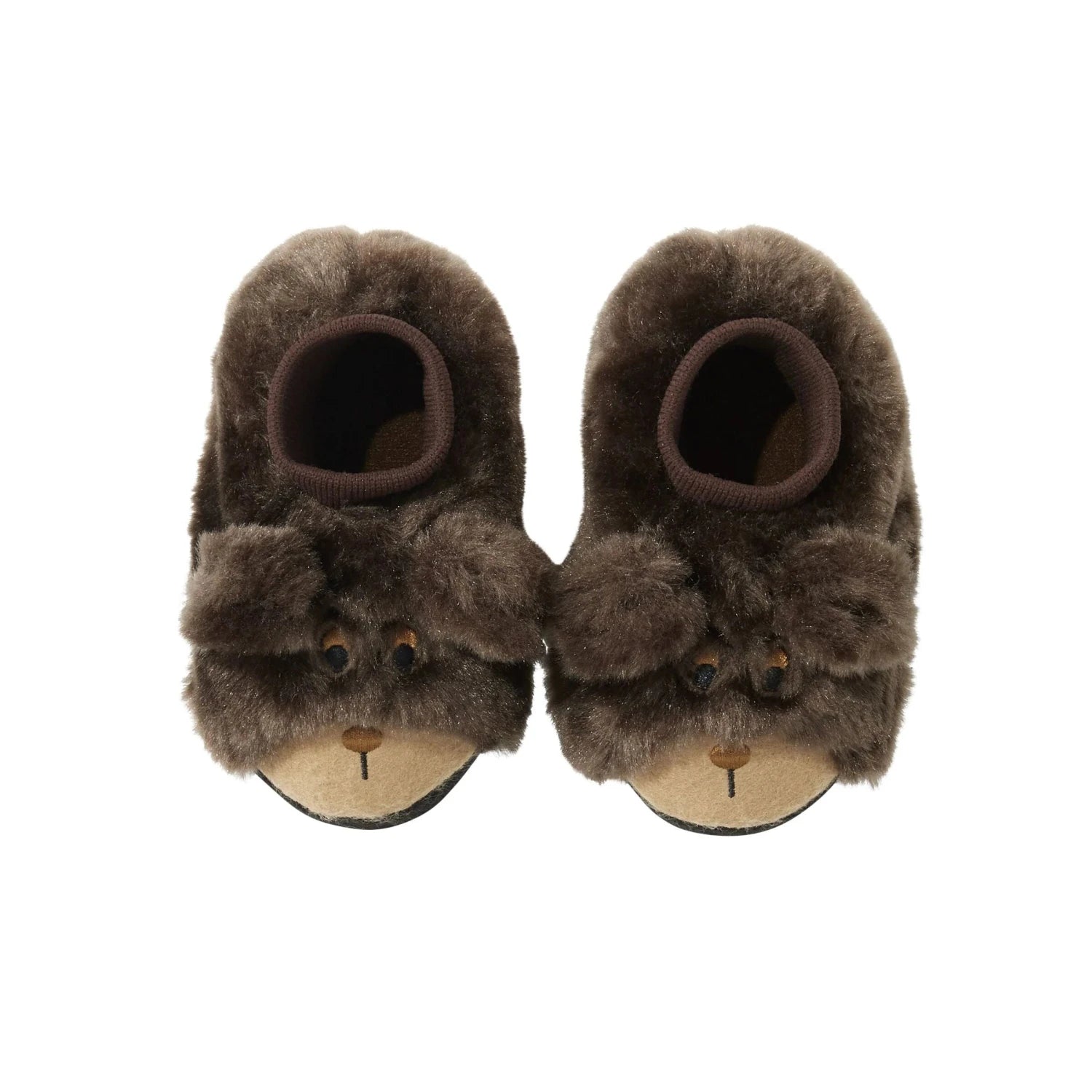 L.L. Bean Toddler Animal Paws Slippers, Brown Bear, top view