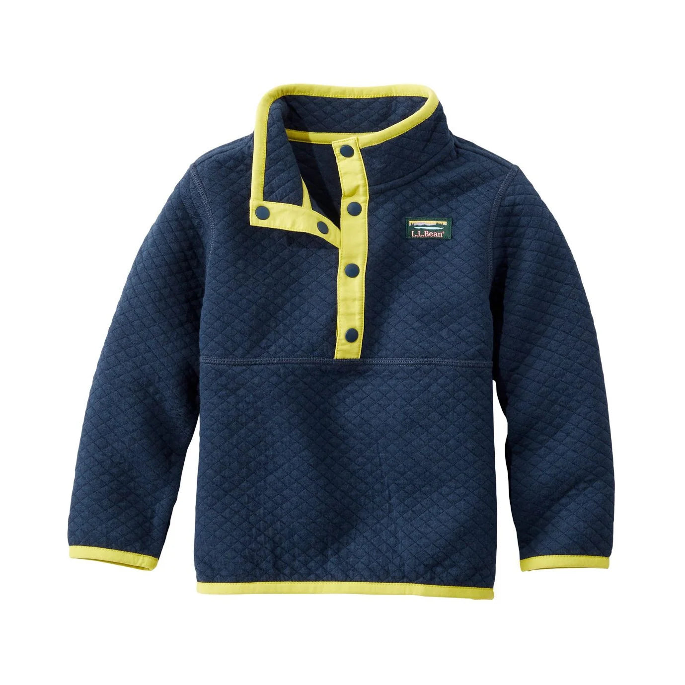 llbean toddlers quilted quarter snap pullover in nautical navy front flat view