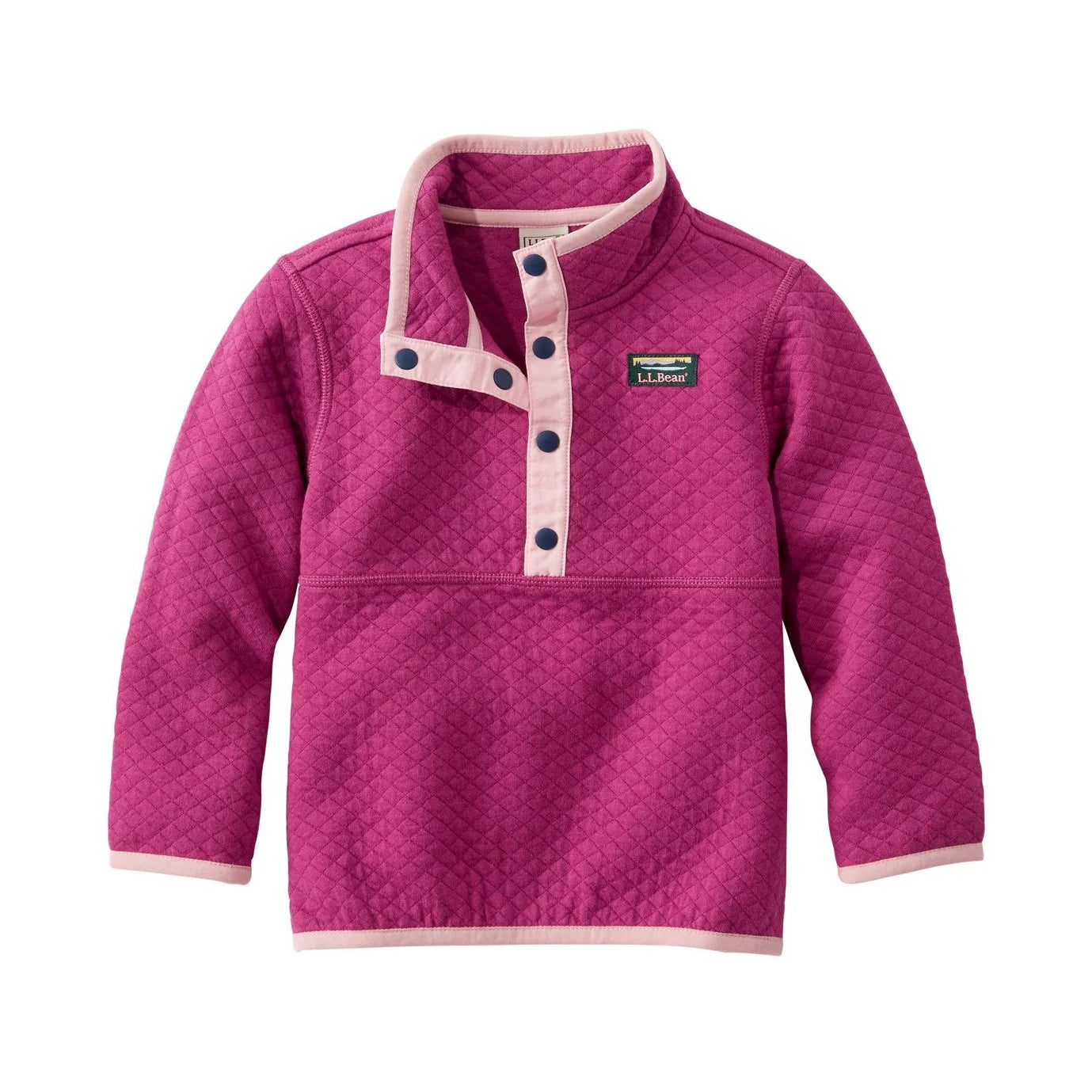 llbean toddlers quilted quarter snap pullover in sugar plum front flat view