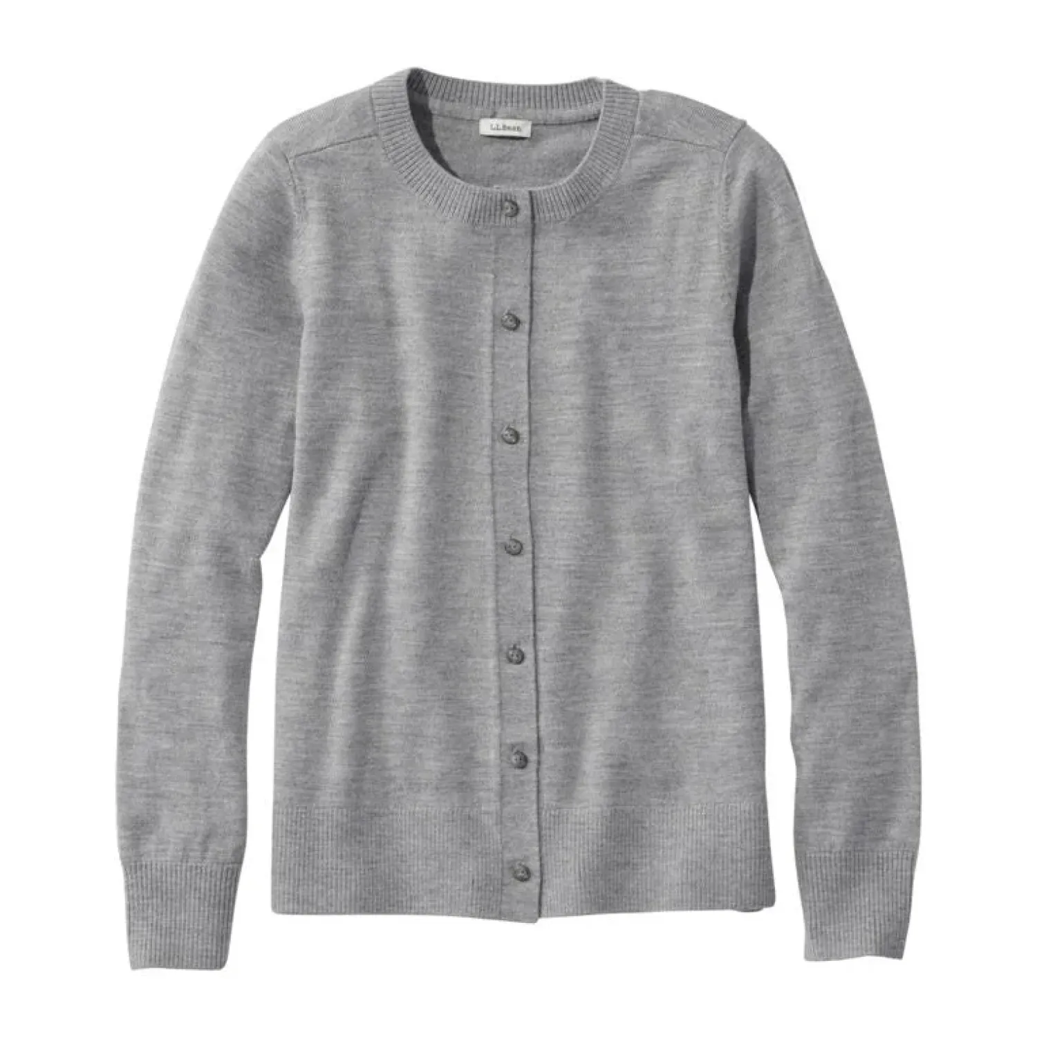Gray cardigan with buttons on a white background