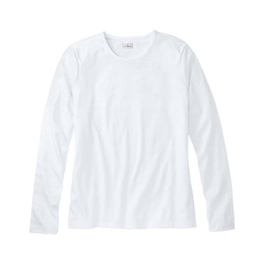 L.L. Bean W's Pima Cotton Tee Long-Sleeve Crewneck, White, front view flat 