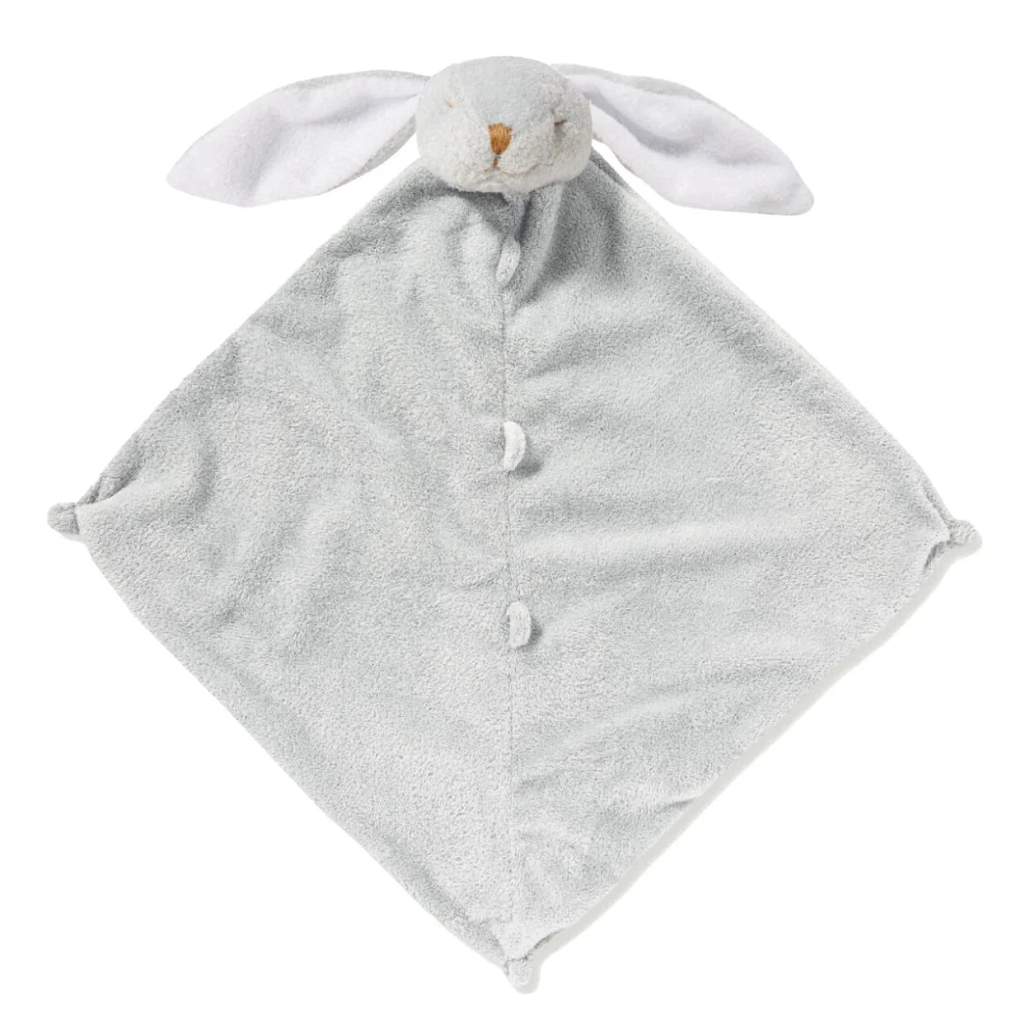 Angel Dear Baby Lovie Blankie in grey bunny, flat front view