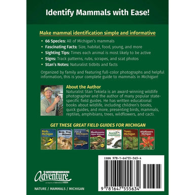 Stan Tekiela’s Mammals of Michigan Field Guide, 2nd Ed. by Stan Tekiela, back cover 