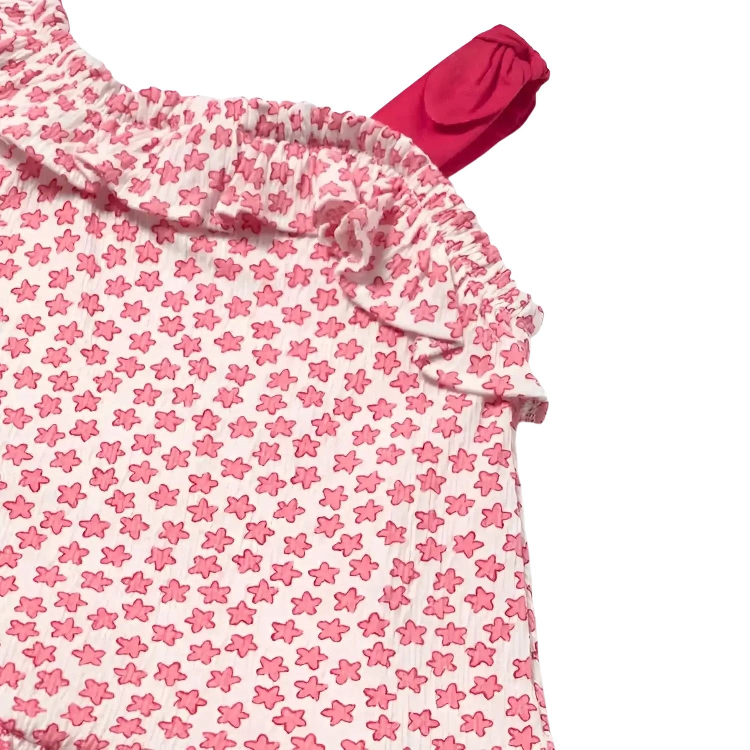 Mayoral Baby Bambula Dress in red print, detail view
