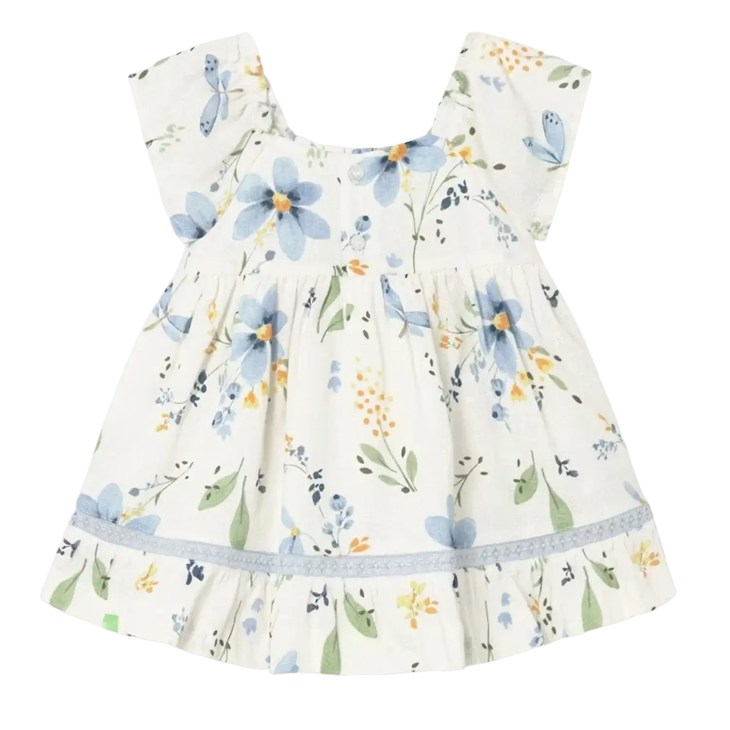 Mayoral Baby Printed Dress in sky, back view