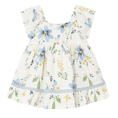 Mayoral Baby Printed Dress in sky, back view