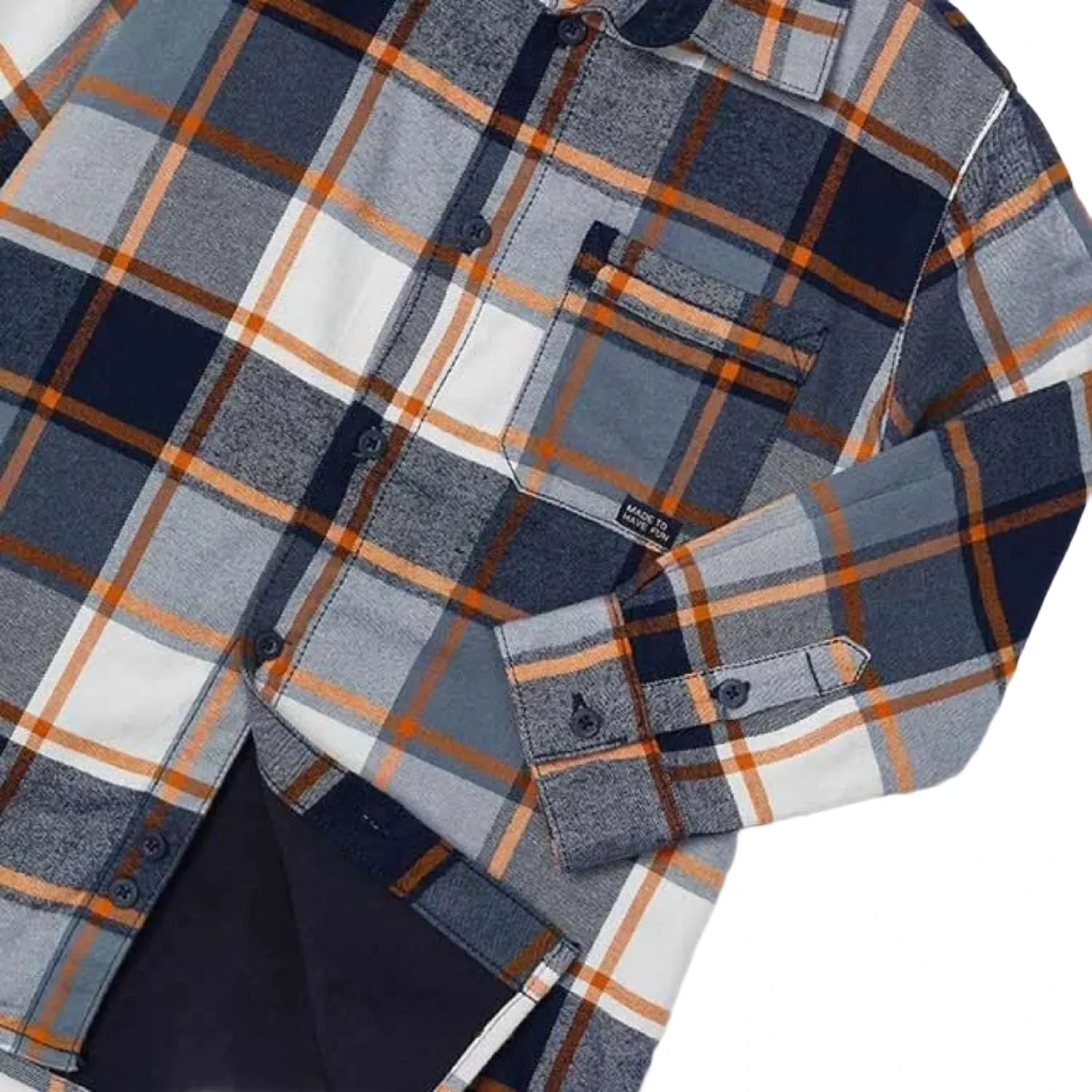 Mayoral Boy's Checked Overshirt Carrot Sleeve Detail