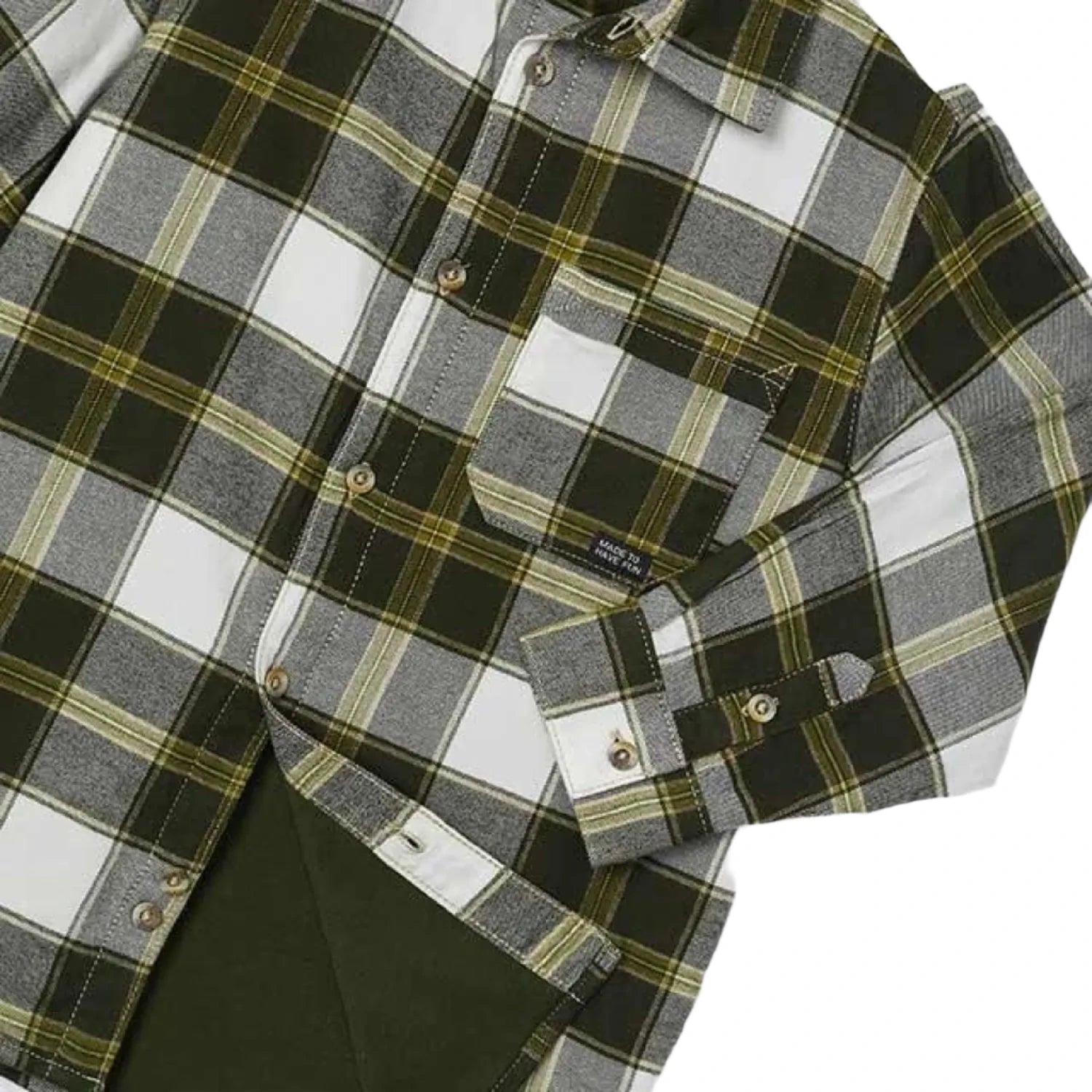 Mayoral Boy's Checked Overshirt Moss Sleeve Detail