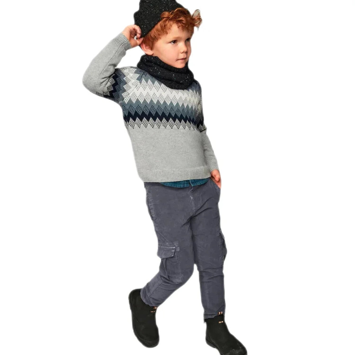 Mayoral Boys Knit Pants Cloud Model Side