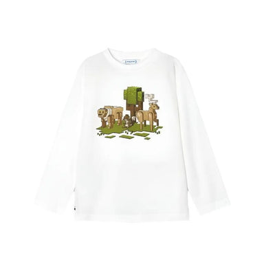 Mayoral Boy's Long Sleeve Nature T-Shirt Cream