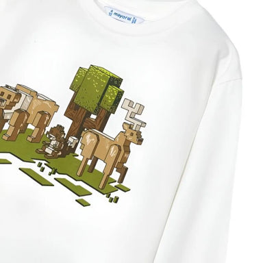 Mayoral Boy's Long Sleeve Nature T-Shirt Cream