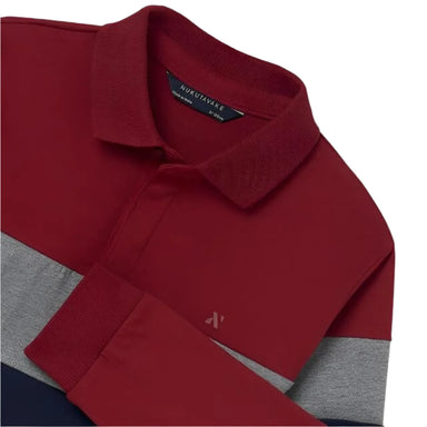 Mayoral Boy's Long Sleeve Polo Wine Collar detail