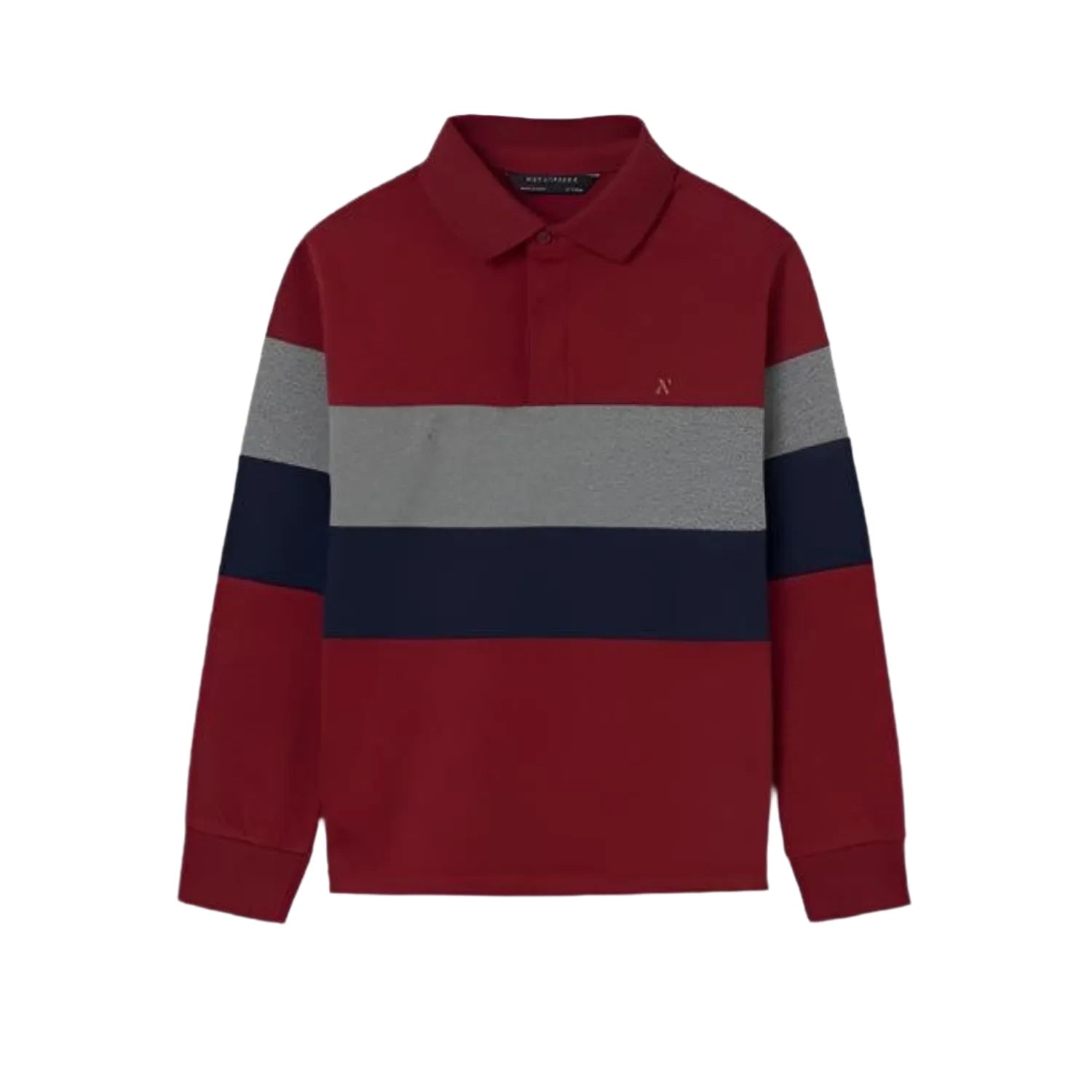 Mayoral Boy's Long Sleeve Polo Wine Flat Front