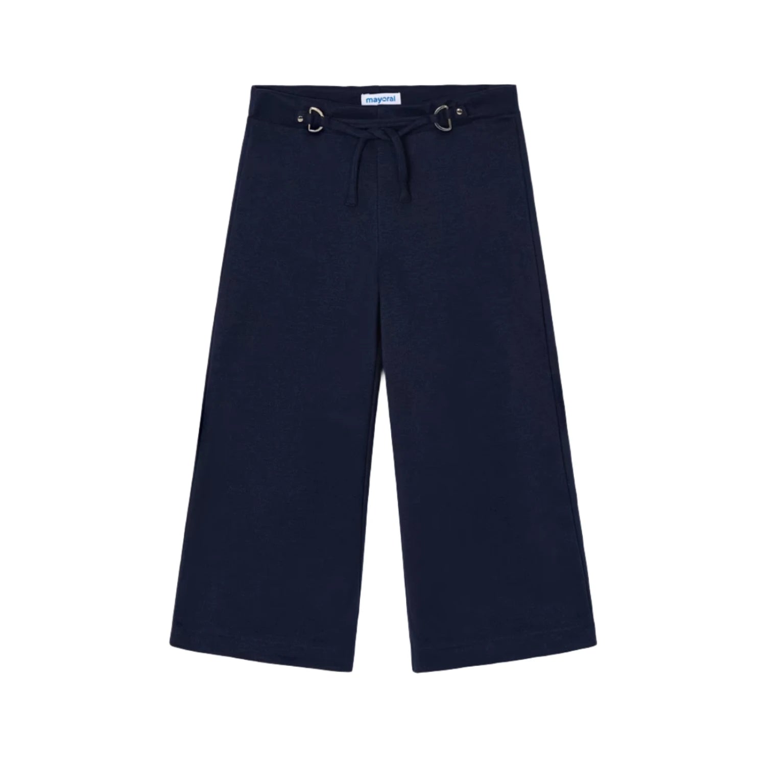 Mayoral Girl's Buckle Flared Pants in navy, flat front