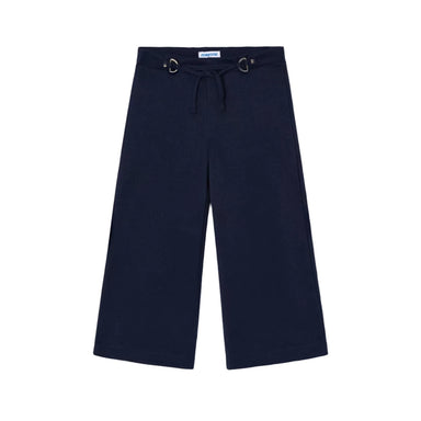 Mayoral Girl's Buckle Flared Pants in navy, flat front