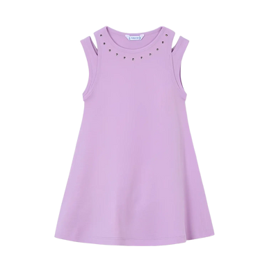 Mayoral Girl's Cut Out Dress in lilac, front view