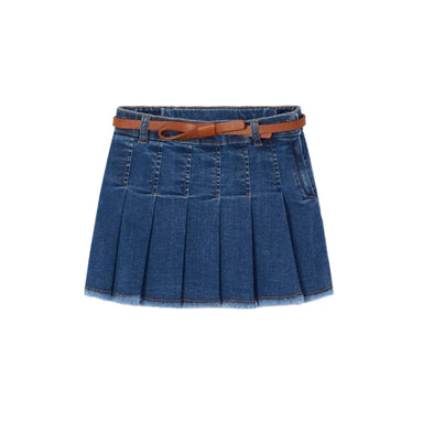 Mayoral Girl's Medium Wash Denim Skirt with Belt, flat front