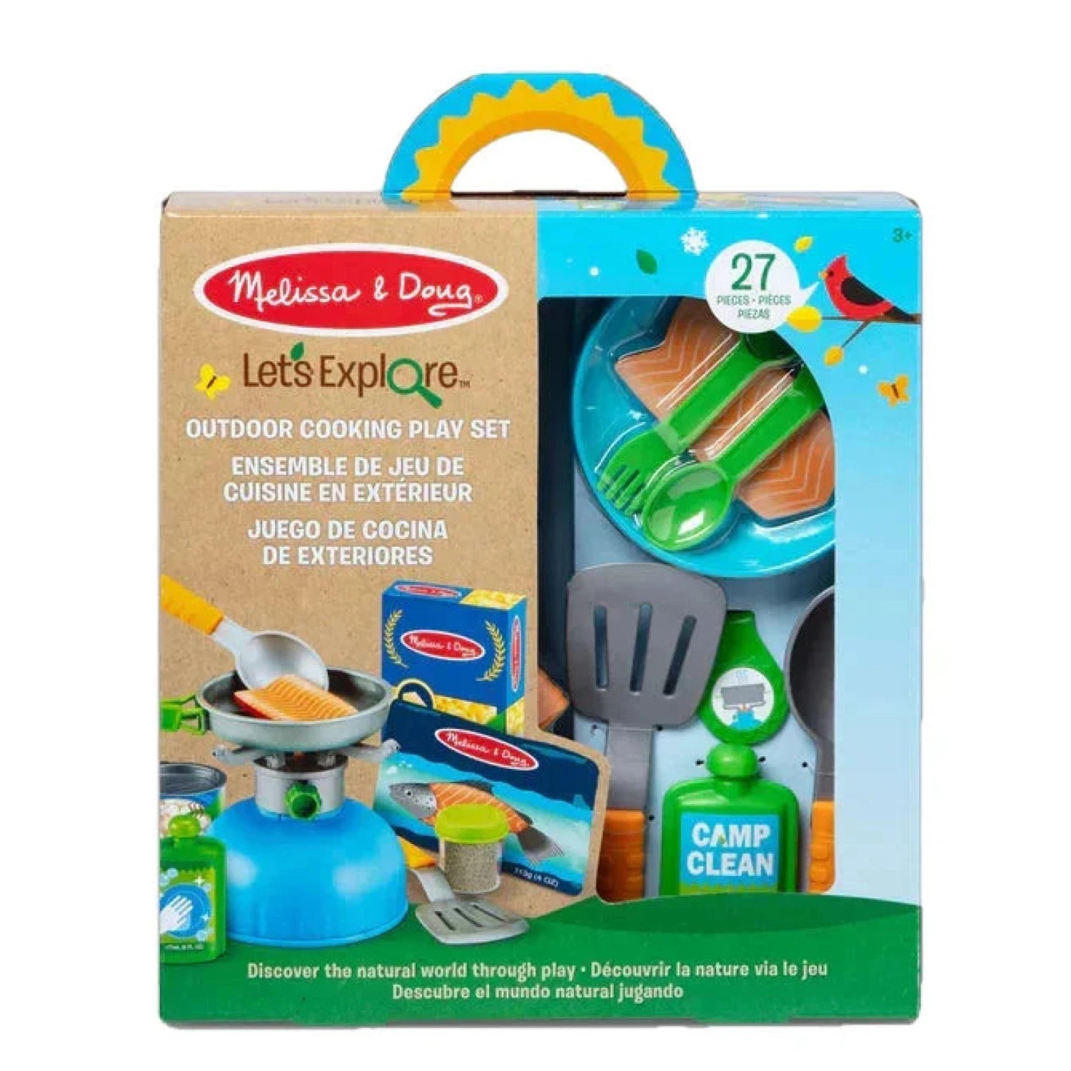 Melissa & Doug Let's Explore Outdoor Cooking Play Set, view of the front of the box