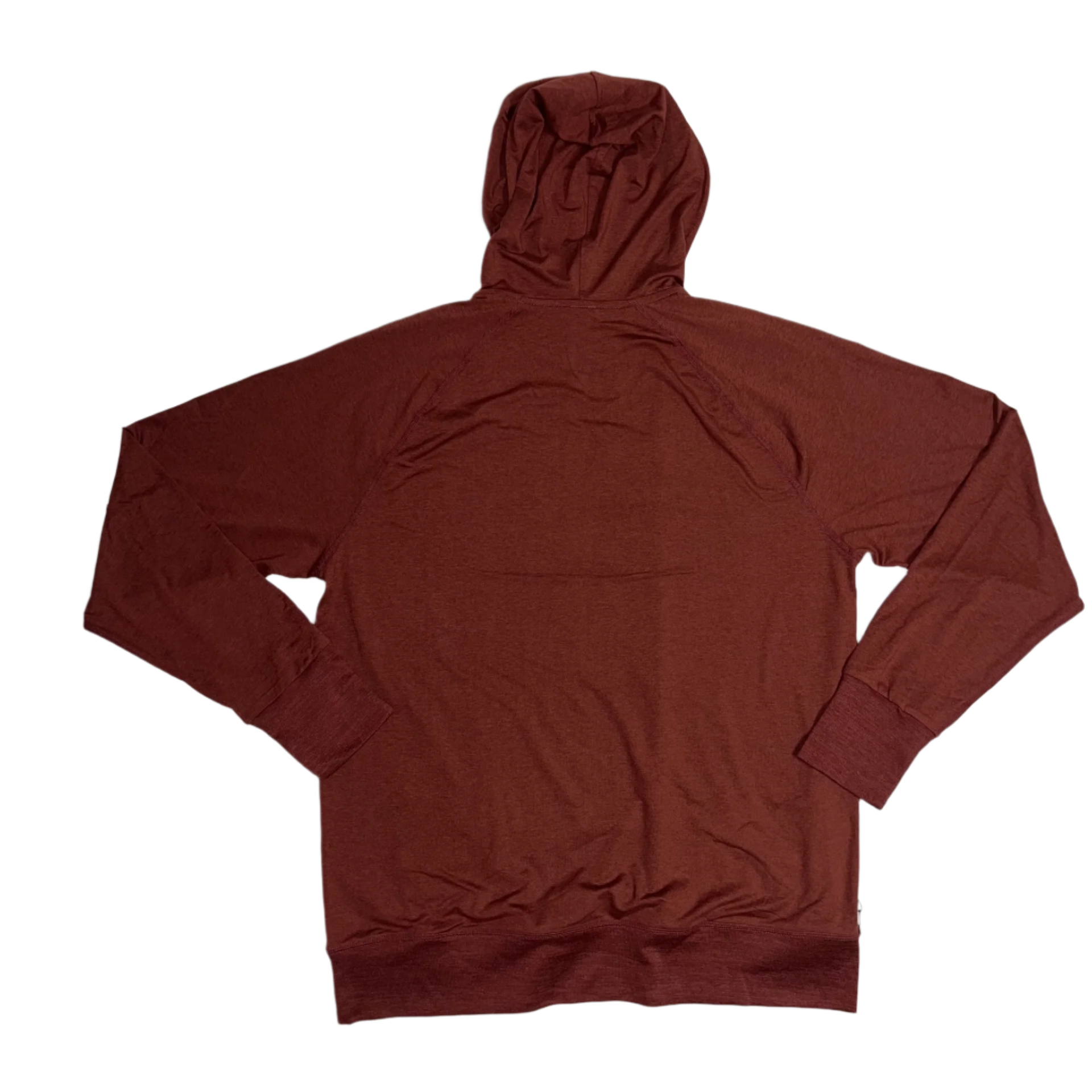 bearcub outfitters mens performance tech hoodie in russet brown back flat view