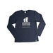 mens performance tech long sleeve in heather navy front flat view