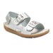 Merrell K's Bare Steps® Sandal, Silver, front and side view 