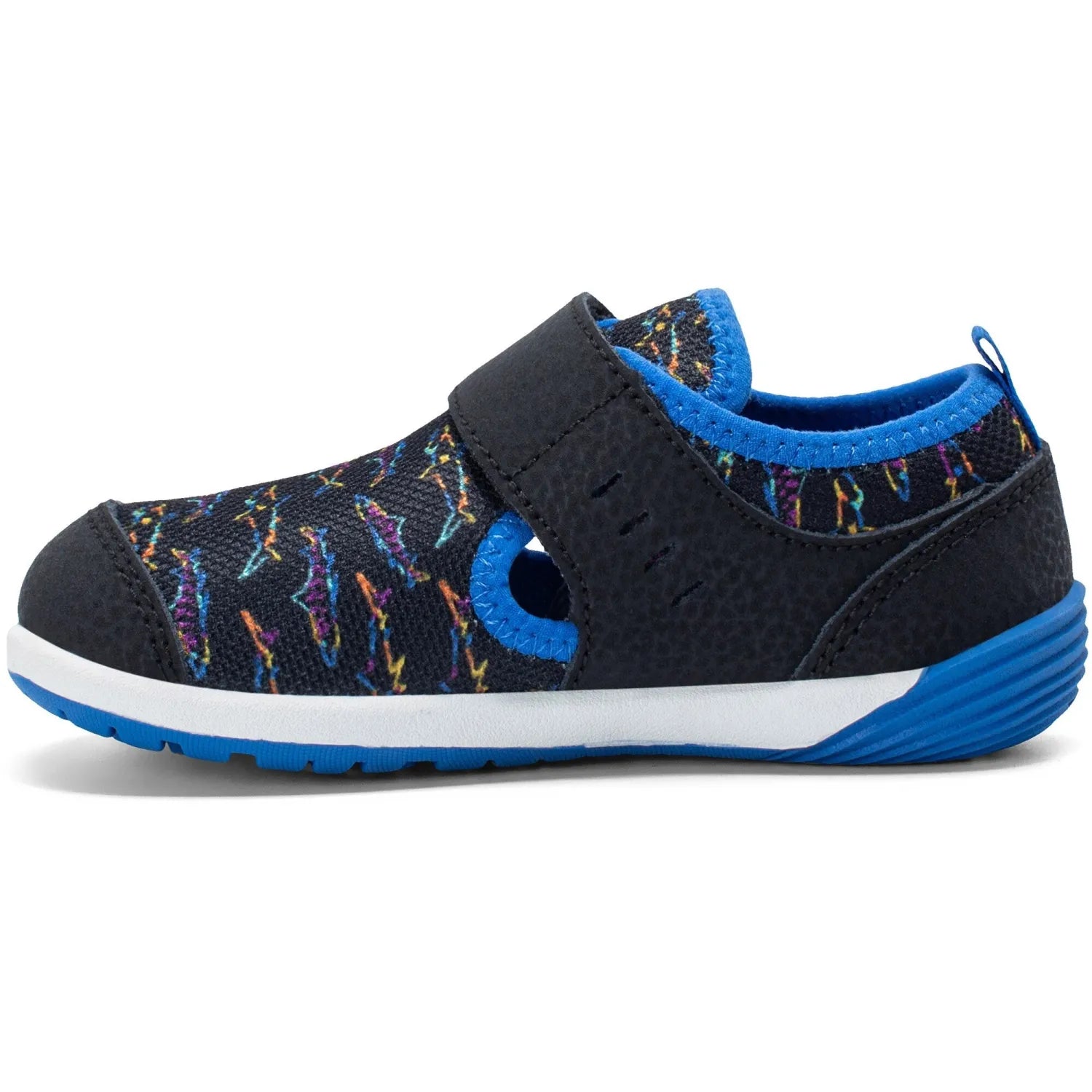 Merrell Kid's Bare Steps® H2O Water Shoe in black & royal, inside view