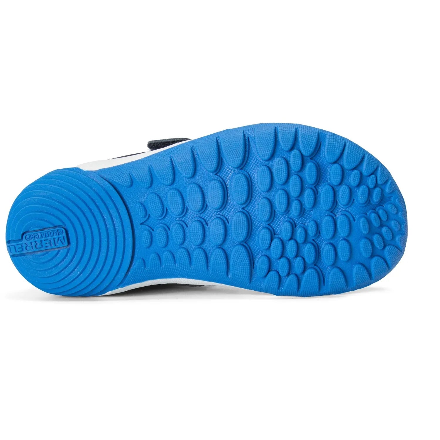 Merrell Kid's Bare Steps® H2O Water Shoe in black & royal, sole view