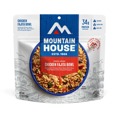 Mountain House Freeze Dried Chicken Fajita Bowl, front view pouch