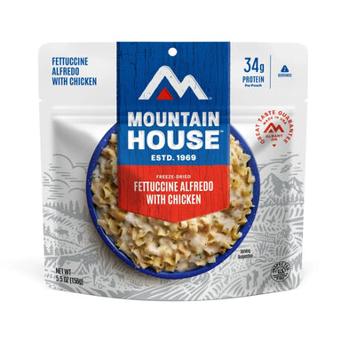 Mountain House Freeze Dried Fettuccine Alfredo with Chicken Pouch, front view