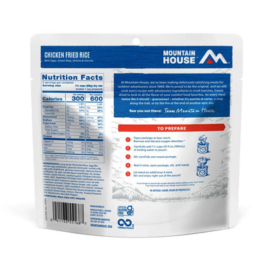 Mountain House Freeze Dried Chicken Fried Rice pouch, back view