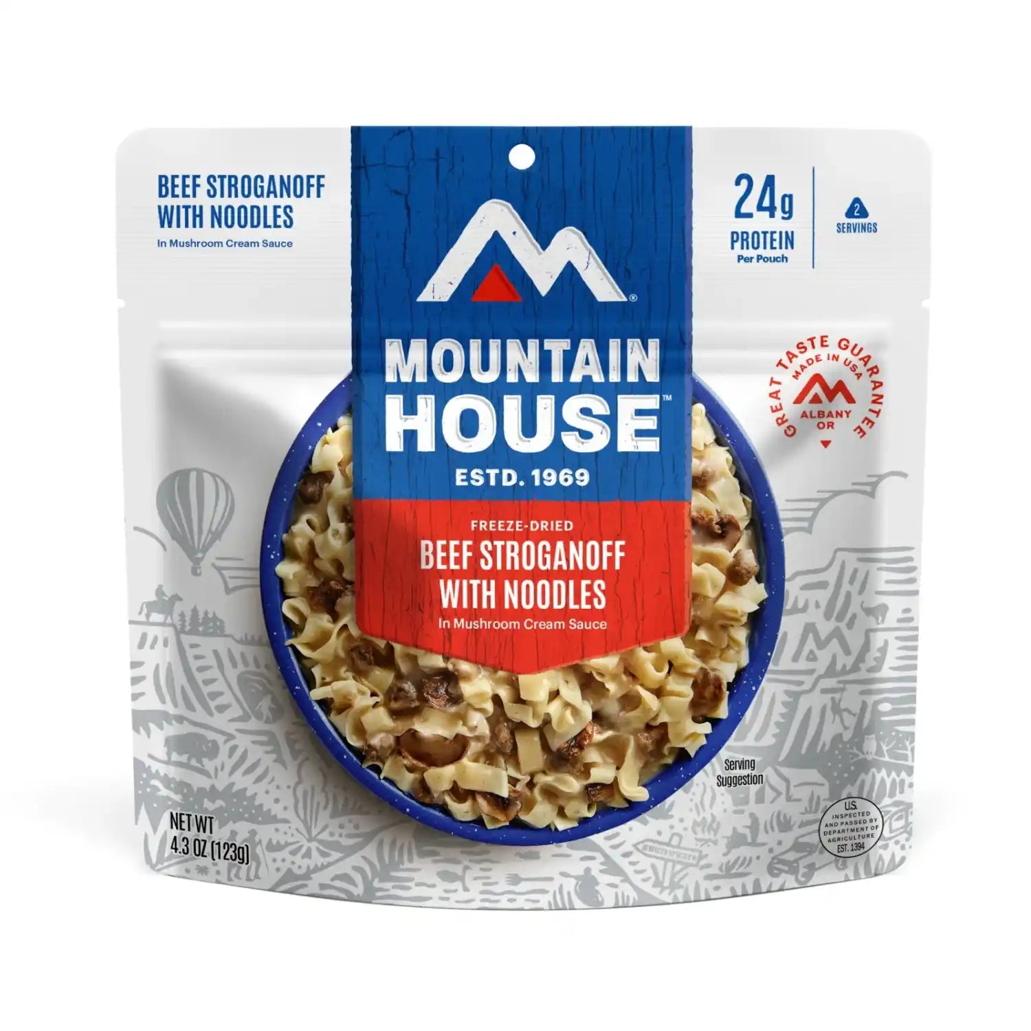 Mountain House Beef Stroganoff with Noodles, front view of package