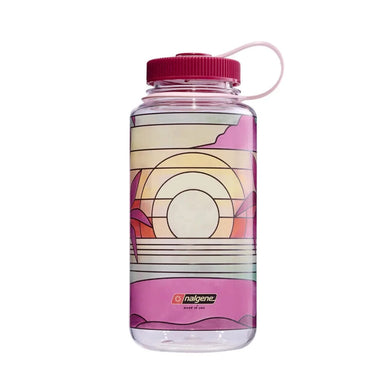 Nalgene Wide Mouth Sustain Water Bottle 32oz in stained glass sunset, front view