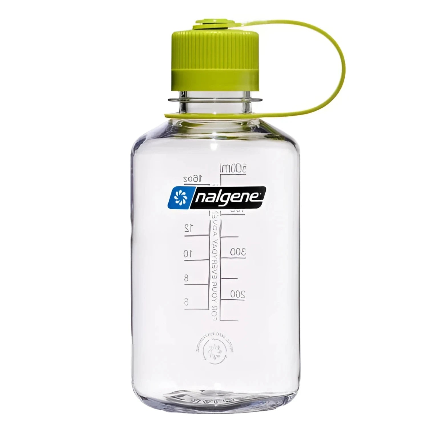 Nalgene Narrow Mouth Sustain Water Bottle 16oz, Clear, front view 