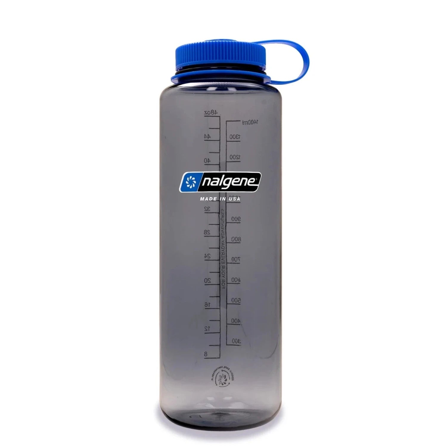 Nalgene 48oz Wide Mouth Sustain Silo Bottle shown in the Grey color option.