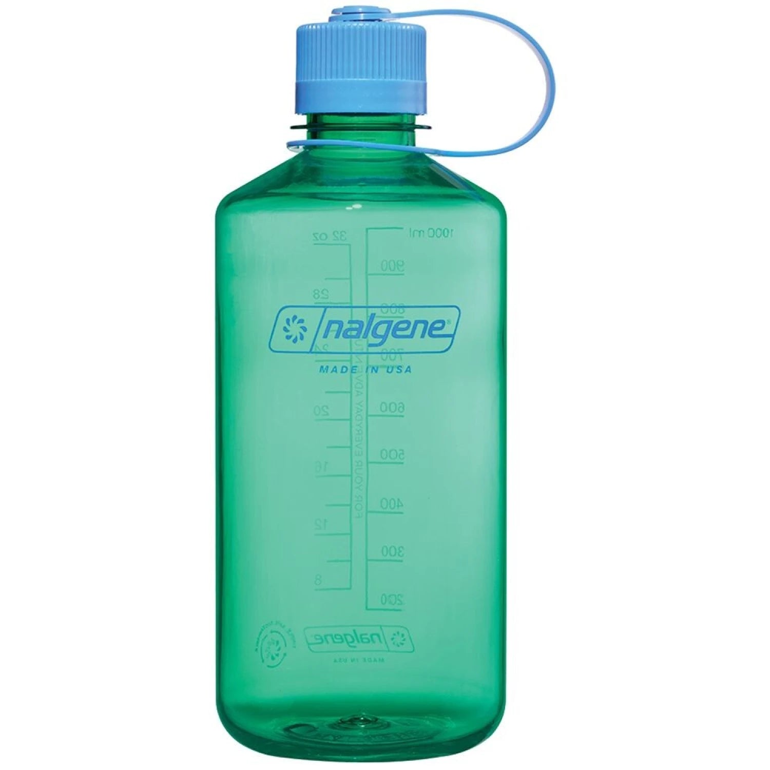 Nalgene 32oz Narrow Mouth Sustain Water Bottle shown in the Pastel Green color option.