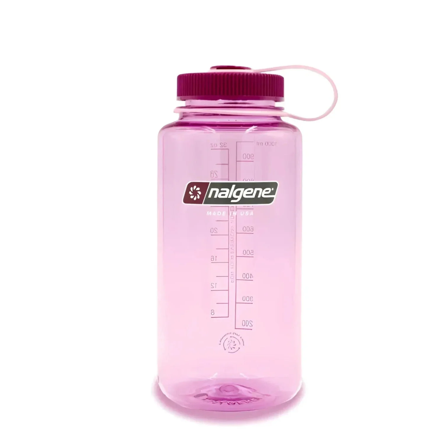 Nalgene Wide Mouth Sustain Water Bottle 32oz in cosmo, front view