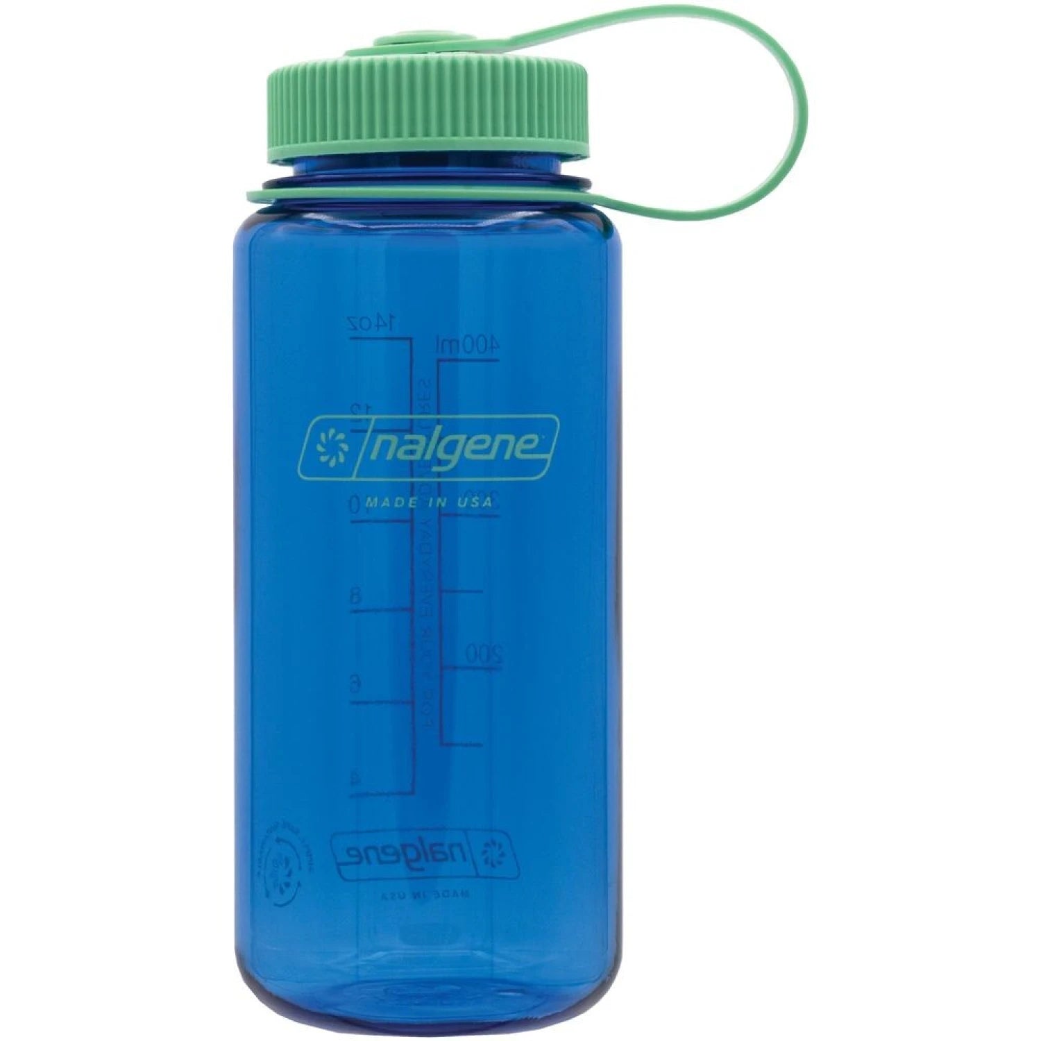 Nalgene 16oz Wide Mouth Sustain Water Bottle shown in the Cornflower Blue color.