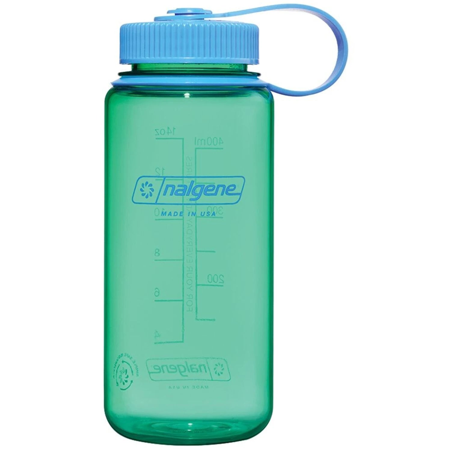 Nalgene 16oz Wide Mouth Sustain Water Bottle shown in the Pastel green color.